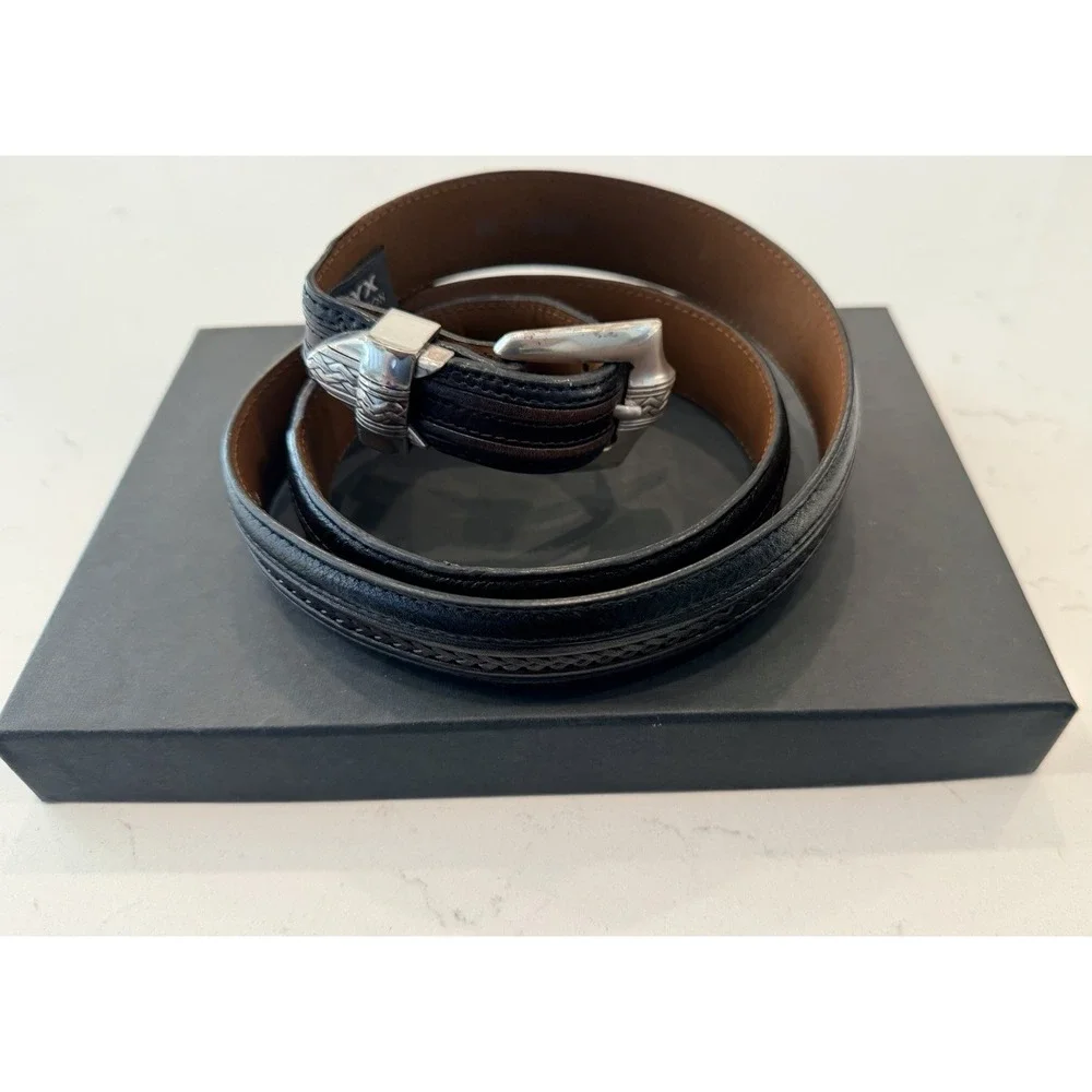 Onyx by Brighton Men's Black/Brown Sz 40 Pinon Hills Leather Belt 80s 90s Preppy